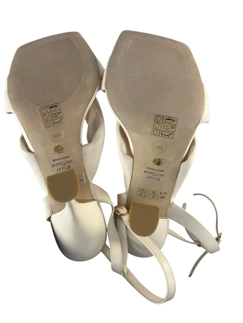 Stuart Weitzman Womens Playa 100 Knot Sandals US 11 B White Leather Heels - Picture 5 of 5